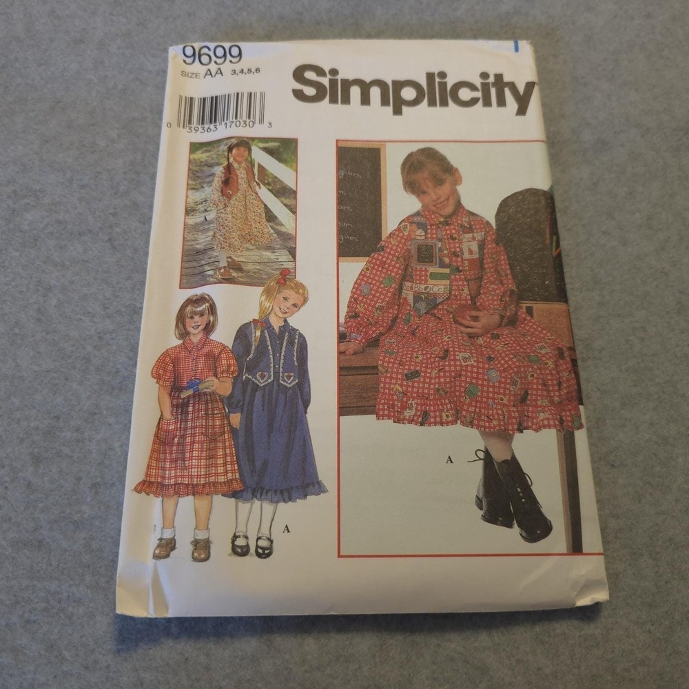 Simplicity 9699 Girls Dress Pattern Size 3 4 5 6 Uncut Vintage 1990s